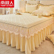 南極人韓版公主床裙夾棉花邊床罩單件床蓋荷葉邊床裙床墊保護套被套枕套 西米亞-米黃 150*200cm床裙 一對枕套