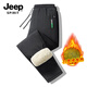 JEEP SPIRIT吉普羊羔絨褲男冬季加絨加厚雪地褲加肥加大碼防風(fēng)保暖羽絨棉褲 黑色平口 2XL 建議體重135-150斤