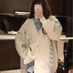 沐霓美式復古軟糯毛衣女春秋冬寬松慵懶風(fēng)愛(ài)心綁帶設計感開(kāi)衫外套 慵懶甜美針織衫米白色80-125