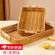 靜閑居零食盤(pán)托盤(pán)水果籃面包托盤(pán)茶點(diǎn)藤編籃編制盤(pán)藤編收納筐火鍋配菜盤(pán) 仿藤編帶把手托盤(pán)【大號】