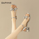 達(dá)芙妮（DAPHNE）一字帶涼鞋女2025最新款涼鞋女仙女風(fēng)高跟涼鞋百搭小香風(fēng)夏季女鞋 銀色【4CM跟高】 37