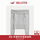 HOLLISTER25春季法式修身一字肩露肩針織衫毛衣女裝350-5068 淺麻灰色 S (165/88A)