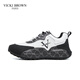 VICKI BROWN【VB男鞋】法國品牌復古男士休閑鞋時(shí)尚拼接包底鞋潮流皮鞋子男 白黑 41