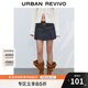 UR2025夏季新款女裝休閑復古學院風腰帶牛仔短褲UWM850140 靛藍 27