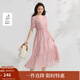 茵曼度假風(fēng)萊賽爾V領(lǐng)連衣裙2025夏季女裝新品氣質(zhì)通勤泡泡袖長(cháng)裙 淺粉色 XL