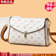 雪愛(ài)袋鼠（XUEAIDAISHU）女士輕奢斜挎包女包小包包40-50歲中年媽媽牛皮包時(shí)尚休閑單肩包 米白玫瑰配黃[禮盒+手包卡包]