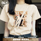 班尼路S&K純棉短袖T恤女2025年夏裝女裝新款時(shí)尚可愛(ài)黑色小貓白色上衣 杏#Z埃及小黑貓 M 【100%純棉】
