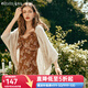 Olrain歐芮兒杏色開(kāi)衫毛衣女春季女裝寬松慵懶薄款針織披肩外套衣服 杏色 M