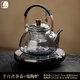 器酋 玻璃蒸煮茶壺小型煮茶器套裝迷你電陶爐提梁壺白茶普洱煮茶爐 半月（灰）艾瑪詩煮茶套裝 1100ml
