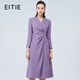 愛(ài)特愛(ài)（EITIE）通勤時(shí)尚收腰紫色西裝連衣裙秋季新款高端女裝大擺裙7507219 菖紫92 L 165