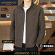 JASONWOOD高端品牌男裝夾克男2026春秋季純色百搭短款復古設計立領(lǐng)休閑外套 高檔咖啡色  【官方正品】 XL 建議【135-150斤】