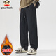 大嘴猴（paul frank）休閑褲男士工裝褲子男秋冬季美式純棉寬松闊腿褲男褲 黑色加絨 XL