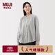 無(wú)印良品（MUJI） 女式 棉紗 長(cháng)袖罩衫 女士襯衫襯衣內搭女裝25年秋季上衣BC2O7A5A 淺灰色條紋 M （160/84A）