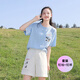 方糖姑娘高中學(xué)生短袖少女夏裝2025季新款大童初中生休閑洋氣純棉淺藍半袖 2109121BSQ藍色+2109122短褲 M