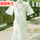 維諾亞改良旗袍女童2024年新款兒童春季中國風(fēng)蕾絲魚尾女大童連衣裙洋氣 淺綠色 140