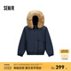 森馬（Semir）羽絨服女冬季可脫卸毛領(lǐng)牛角扣寬松80絨子2025新款學(xué)院風(fēng)外套 暮藍（灰鴨絨）81003 M