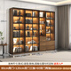 波克夏家具家具屋 包安裝】玻璃書(shū)柜帶門(mén)展示柜客廳儲(chǔ)物柜書(shū)柜落地一體靠墻 60雙抽+120三抽+80雙抽（胡桃色 可定制