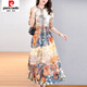 皮爾卡丹法式氣質(zhì)民族風(fēng)印花連衣裙2025夏季新款寬松顯瘦長(cháng)裙 圖片色 L 105-120斤