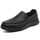斯凱奇（Skechers）男鞋春秋2025新款一腳蹬穿脫皮鞋黑色商務(wù)鞋減震輕便軟底休閑鞋 全黑色-BBK 40