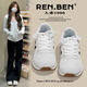 人本（RENBEN）2025夏日網(wǎng)面透氣高顏值簡(jiǎn)約百搭小白鞋百搭超舒適女德訓板鞋