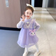 靚貝城堡女童洋氣公主加絨秋冬季連衣裙女寶寶2025新款網(wǎng)紗裙子加厚冬裝潮 紫色加絨＋包包 120