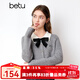 百圖betu女裝春季新款毛針織衫蝴蝶結(jié)翻領長袖短針織衫女2401T08 灰色 M