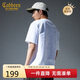 卡賓創(chuàng)意logo火焰T恤25夏季卷邊貼布繡  漂白色02  M /170/48 