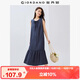 佐丹奴裙子女度假風(fēng)綁帶圓領(lǐng)荷葉邊下擺背心連衣裙女05465083