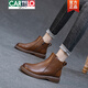 卡帝樂(lè )鱷魚(yú)（CARTELO）女鞋新款2025真皮馬丁靴女英倫風(fēng)復古皮鞋百搭平底休閑短靴春秋季 棕色單里 37