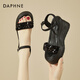 DAPHNE達芙妮坡跟涼鞋女夏夏季新款防滑沙灘鞋女生夏天夏鞋 黑色 36 (230mm) 標準碼