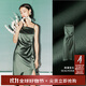 麥檬商場同款2023春夏新款紙片人法式吊帶連衣裙女5E4190561S 森林綠5E4190581S S