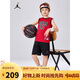 Jordan耐克AJ童裝兒童套裝背心短褲兩件套 Nike男女童籃球運(yùn)動(dòng)服 正黑色