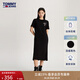 TOMMY JEANS【休閑舒適】春夏女裝純棉簽字印花寬松圓領(lǐng)T恤長裙連衣裙 黑色BDS S （推薦：95-110斤）