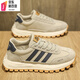 新百倫男鞋2026春秋新款百搭翻毛皮運動(dòng)休閑阿甘鞋真皮復古厚底老爹潮鞋 灰色 42 標準運動(dòng)碼
