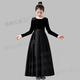 晚禮服黑色女童禮服鋼琴演出服公主裙小提琴演奏彈力絲絨長(cháng)袖秋冬 103B款圓領(lǐng)黑色長(cháng)袖 140