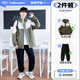 阿尼三青少年沖鋒衣外套男款三合一2025春秋季新款初中高中學(xué)生防風(fēng)夾克 綠色+褲子【兩件套】 L (105-125斤)