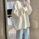 春乏軟糯風(fēng)毛衣女2025秋冬新款韓版寬松加厚慵懶學(xué)生針織衫外套女 白色 S (80-95)斤