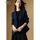 晚白【斷碼清倉】高級感修身顯瘦小西裝通勤百搭職業(yè)正裝西服外套女 藍色 L