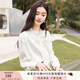 香影飄帶蝴蝶結(jié)雪紡襯衫女長袖2025秋季新款襯衣垂感職業(yè)通勤上衣 米色 M