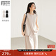 對白優(yōu)雅老錢風通勤套裝女2025夏季新款搭片無袖上衣半身裙兩件套 淺米杏 L