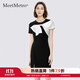 MeetMetro瑪依爾2025夏季新品撞色蝴蝶結(jié)開衩連衣裙女收腰顯瘦小黑裙 黑色【現(xiàn)貨閃電發(fā)】 S