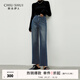 秋水伊人復古百搭中高腰牛仔褲2025年冬季新款女時(shí)尚簡(jiǎn)約磨毛長(cháng)褲 深藍 M