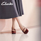 Clarks其樂(lè )Nyta45 Shine女鞋夏季新款瑪麗珍小皮鞋學(xué)院方跟單鞋高跟鞋 酒紅色 261728564 36