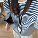 索菲堡韓版藍白條紋衛衣女款秋季超火潮流chic松弛感慵懶風(fēng)寬松長(cháng)袖上衣 藍色條紋 M