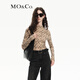 MO&Co.皮膚衣斑駁植絨老花LOGO小高領(lǐng)正肩輕薄網(wǎng)紗上衣摩安珂 米杏色 M 165
