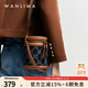 萬(wàn)里馬新款時(shí)尚圓筒單肩包個(gè)性丹寧牛仔包女包水桶包七夕情人送女友禮物 牛仔藍/杏仁棕