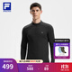 FILA 斐樂(lè )官方男子針織長(cháng)袖上衣25冬季新款健身運動(dòng)加絨長(cháng)T抓絨打底衫 深黑-BK L 175/96A/L