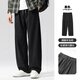 布衣傳說(shuō)280g醋酸羊毛呢 春季闊腿休閑褲子男款寬松直筒針織長(cháng)褲 黑色加絨 XL