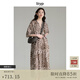 旅途原品（ltyp）格子連衣裙優(yōu)雅隨性藝術(shù)印花蝙蝠袖秋季原創(chuàng  )設計感中長(cháng)裙 咖色-定制手繪水彩方格子 M 160cm（現貨）