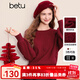 百圖betu女裝2025春季新款毛衣圓領寬松立體花朵裝飾毛衣女2501T05 紅色 L